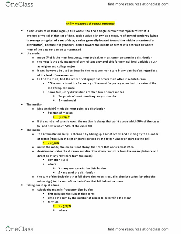 CRIM 320 Chapter Notes - Chapter 3: Multimodal Distribution, Frequency Distribution, Central Tendency thumbnail