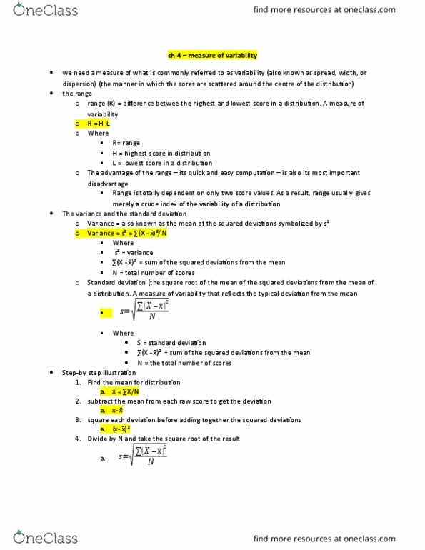 CRIM 320 Chapter Notes - Chapter 4: Squared Deviations From The Mean, Standard Deviation, Frequency Distribution thumbnail