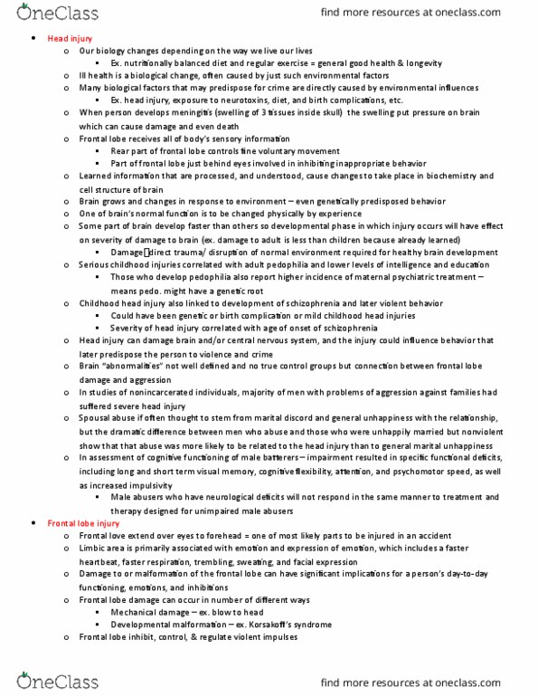 CRIM 402 Chapter Notes - Chapter 9: Lateralization Of Brain Function, Psychosurgery, Fetal Alcohol Spectrum Disorder thumbnail