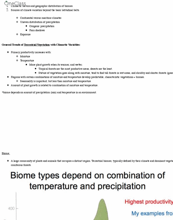 BIO120H1 Lecture 14: Lecture Fourteen: Climate and Biomes, Change Along Transect, Species Ranges thumbnail
