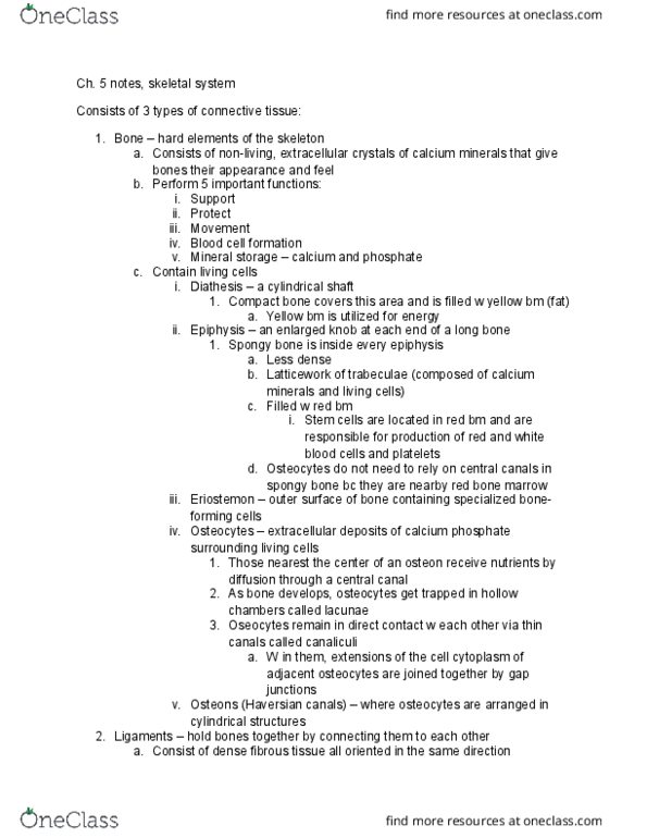 BSC 109 Chapter Notes - Chapter 5: Epiglottis, Rheumatoid Arthritis, Collagen thumbnail
