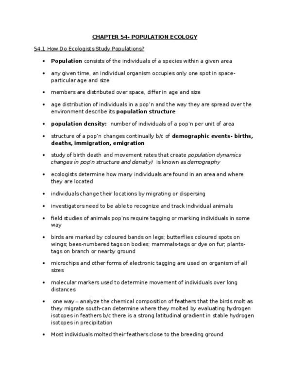 HMB204H1 Lecture Notes - Net Reproduction Rate, Introduced Species, Metapopulation thumbnail