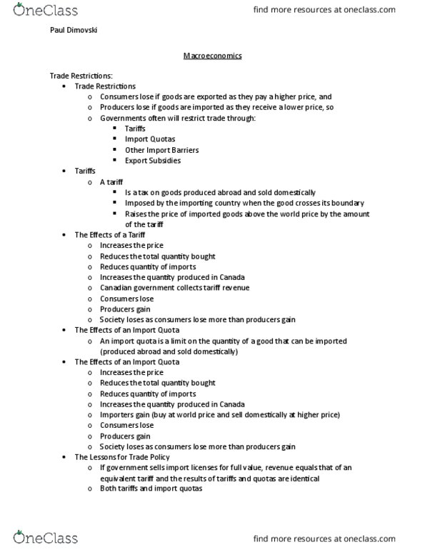 Economics 1022A/B Lecture Notes - Lecture 9: Capital Accumulation, Tim Hortons, Lawrence Summers thumbnail