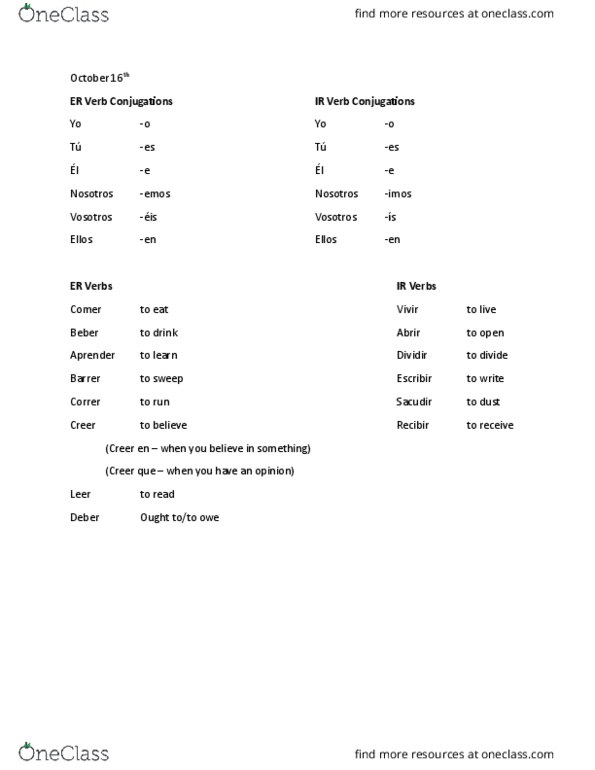 SPAN 100A Lecture Notes - Lecture 8: Infinitive, Salen Ligand, Prisa thumbnail