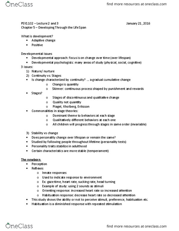 PSY 1102 Lecture Notes - Lecture 2: Social Forces, Life Review, Moral Development thumbnail