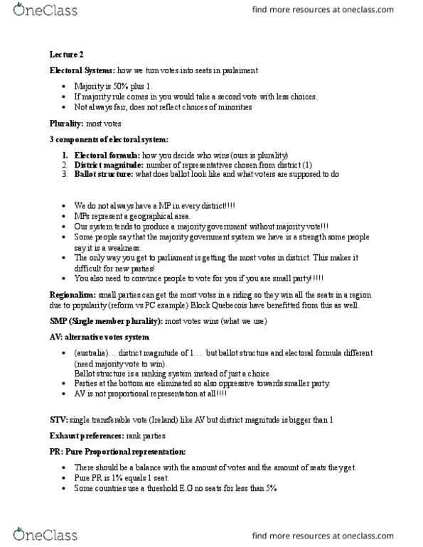 PSCI 2003 Lecture Notes - Lecture 2: Section 33 Of The Canadian Charter Of Rights And Freedoms, Status Quo, Direct Democracy thumbnail