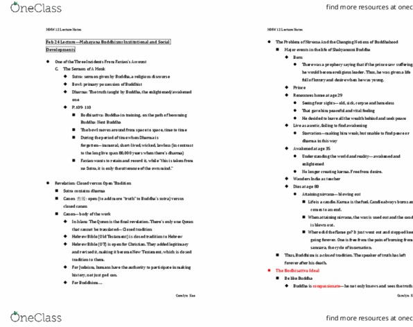 MMW 12 Lecture Notes - Lecture 18: Gautama Buddha, Faxian, Bodhisattva Vow thumbnail