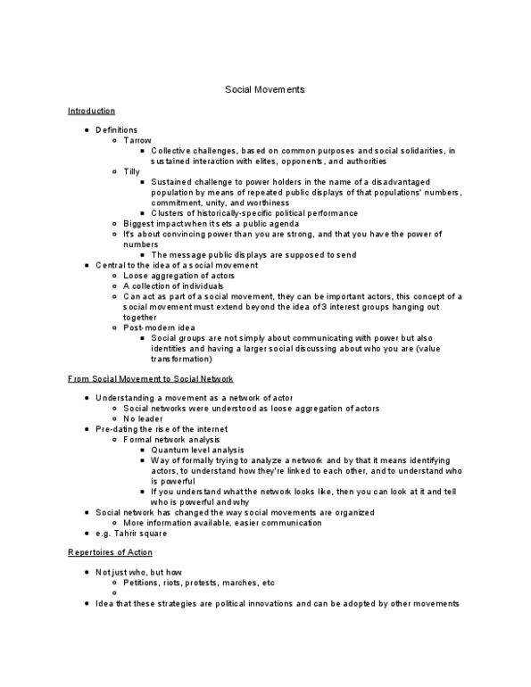 POLI 222 Lecture Notes - Lecture 15: Resource Mobilization, Tahrir Square, Social Network thumbnail