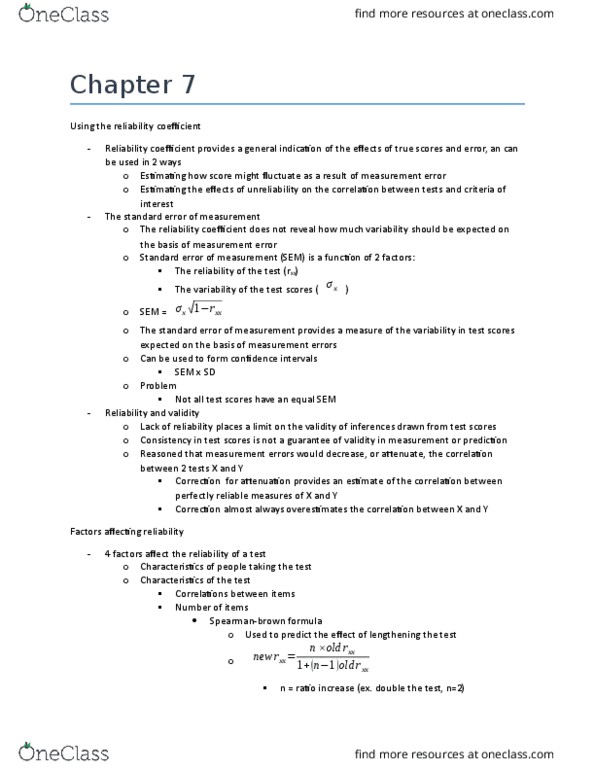 PSYC 3250 Chapter Notes - Chapter 7: Standard Error thumbnail