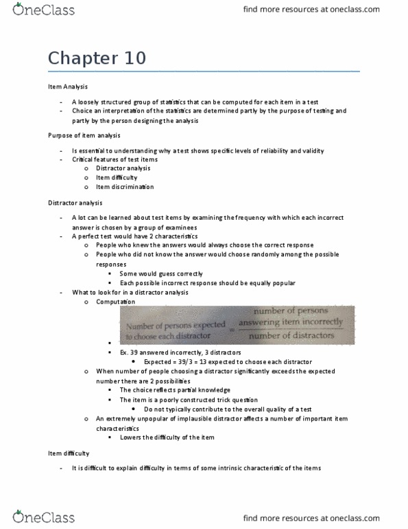 PSYC 3250 Chapter Notes - Chapter 10: Computerized Adaptive Testing, Item Response Theory, Total Correlation thumbnail