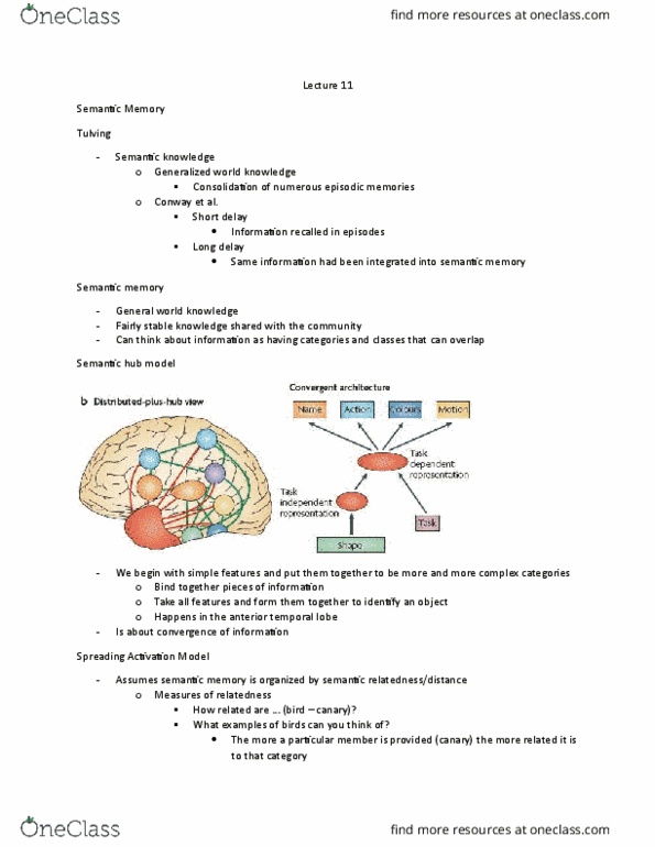 PSYC 3330 Lecture Notes - Lecture 11: Iconic Memory, Spreading Activation, Episodic Memory thumbnail