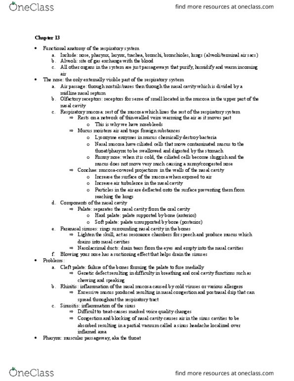 BIOM 2000 Chapter Notes - Chapter 13: Vital Capacity, Chronic Obstructive Pulmonary Disease, Hemoglobin thumbnail