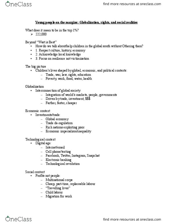 CHYS 1F90 Lecture Notes - Lecture 7: Kakuma, Treaty, Single Parent thumbnail