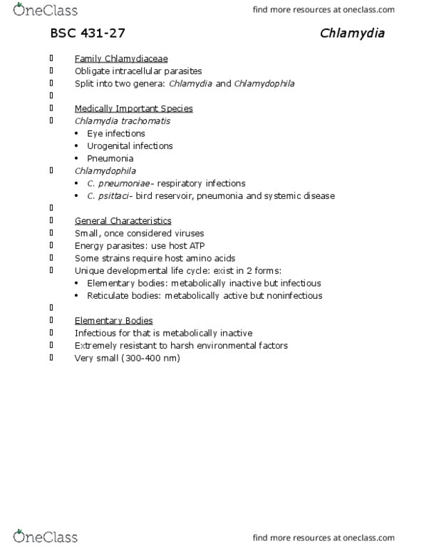 BSC 431 Lecture Notes - Lecture 27: Non-Gonococcal Urethritis, Sinusitis, Headache thumbnail