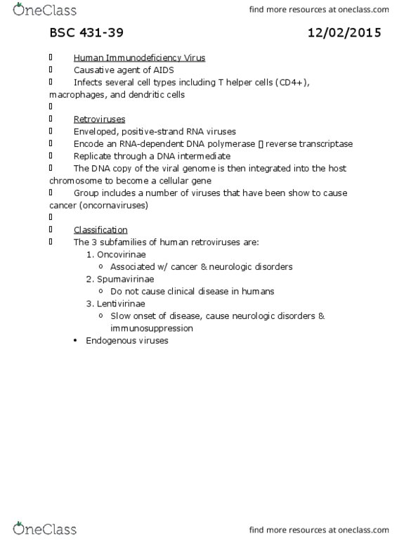 BSC 431 Lecture Notes - Lecture 39: Sarcoma, Hemagglutinin, Influenzavirus C thumbnail