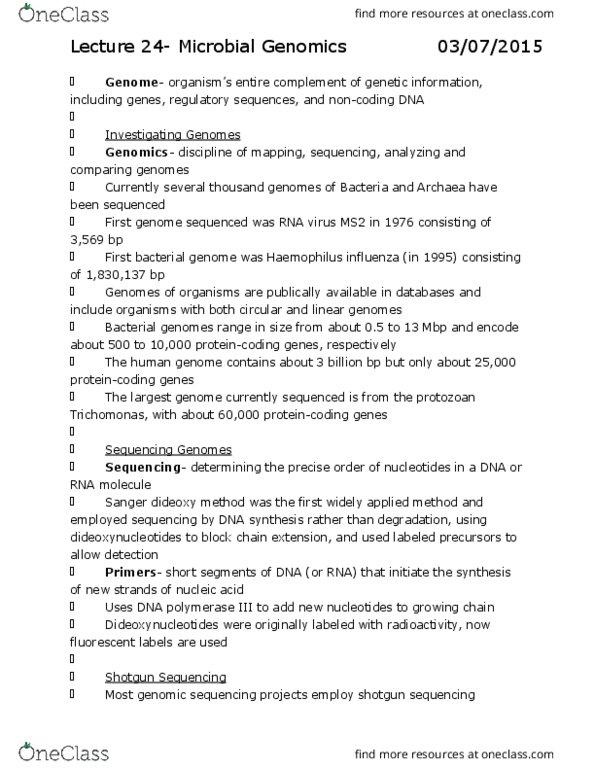 BSC 310 Lecture Notes - Lecture 24: Reading Frame, Peptide, Genetic Code thumbnail