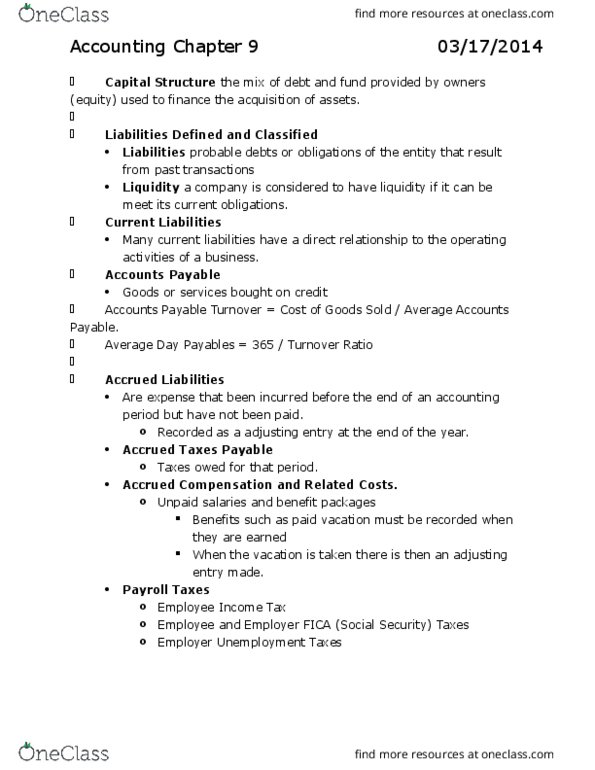 ACCT 1201 Chapter Notes - Chapter 9: Pension, Private Placement, Operating Lease thumbnail