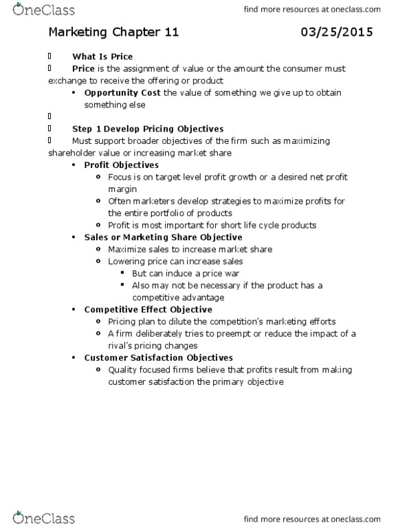 MKTG 2201 Chapter Notes - Chapter 11: Shampoo, Marginal Revenue, Profit Margin thumbnail