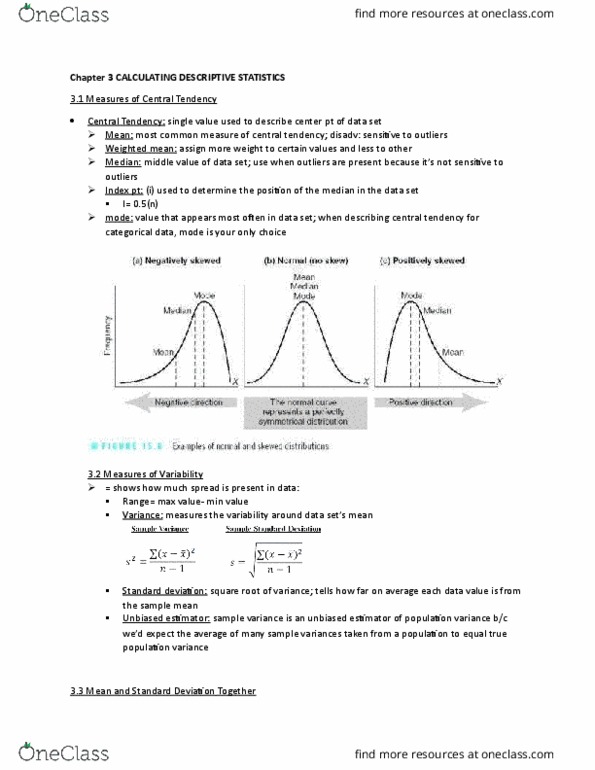 COB 191 Chapter Notes - Chapter 3: Variance, Bias Of An Estimator, Central Tendency thumbnail