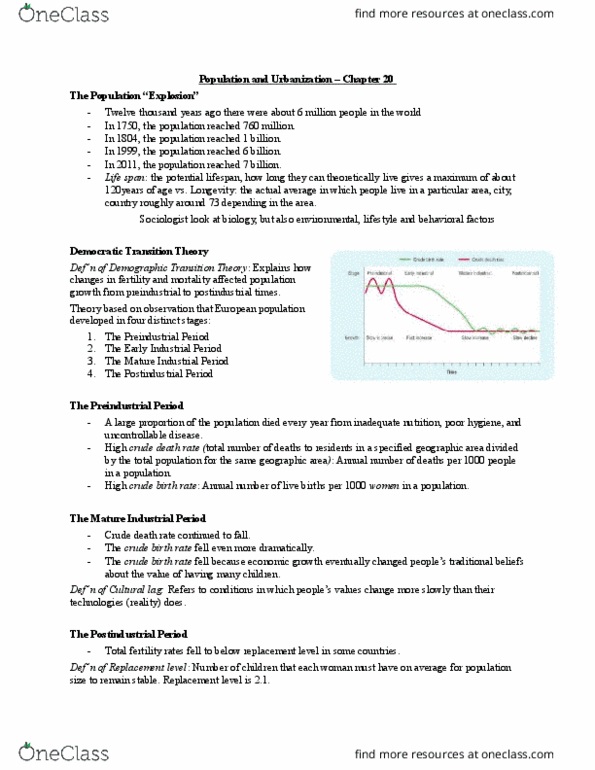 Sociology 1020 Lecture Notes - Lecture 20: Social Inequality, Mortality Rate, Total Fertility Rate thumbnail