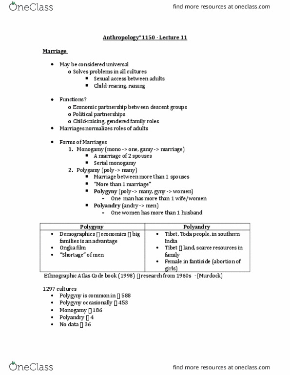 ANTH 1150 Lecture Notes - Lecture 11: Granary, Endogamy, Sambandam thumbnail