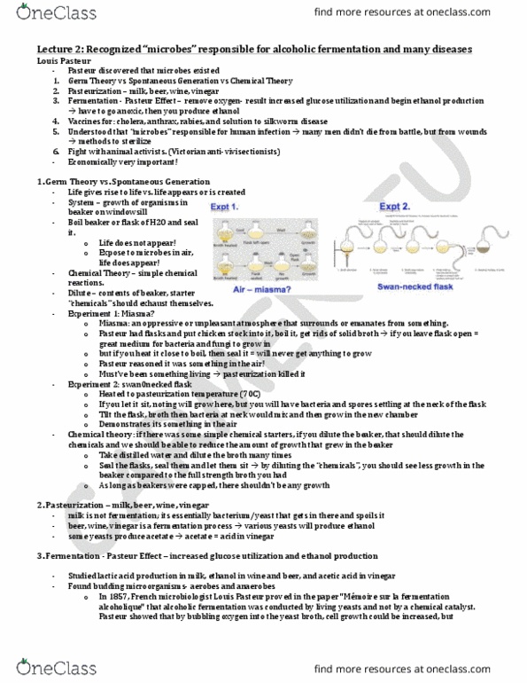 CSB447H1 Lecture Notes - Lecture 2: Fowl Cholera, Louis Pasteur, Lactate Dehydrogenase thumbnail