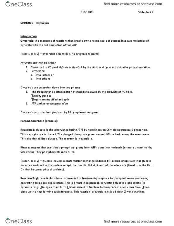 BIOC 202 Lecture Notes - Lecture 9: Bicarbonate Buffer System, Edmond H. Fischer, Phosphofructokinase 2 thumbnail