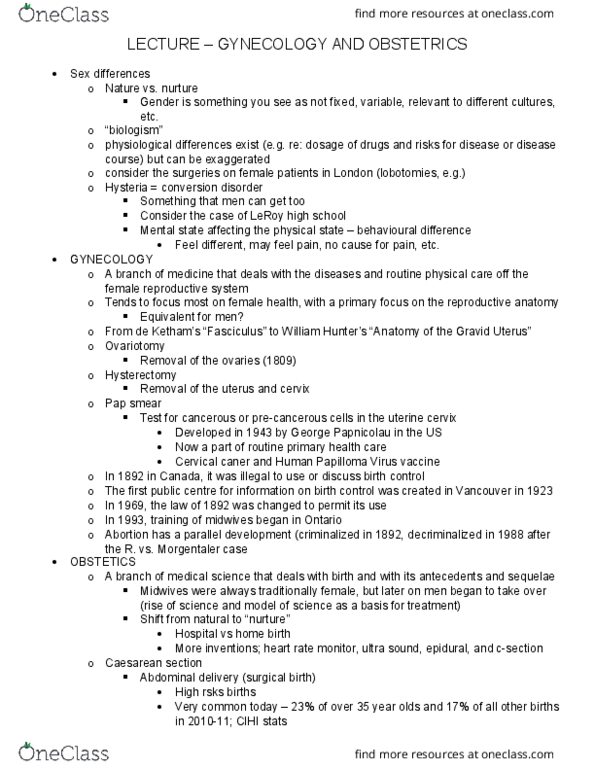 History of Science 2220 Lecture Notes - Lecture 21: Chloroform, Biological Determinism, Hand Washing thumbnail