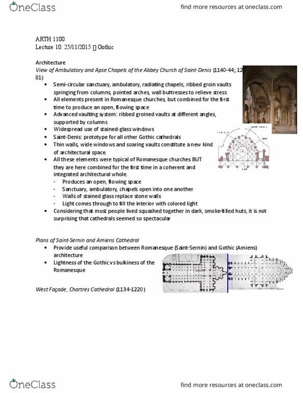 ARTH 1100 Lecture Notes - Lecture 10: Barrel Vault, English Gothic Architecture, Contrapposto thumbnail