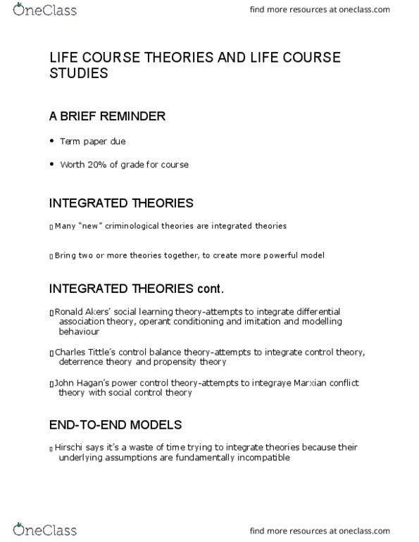 CRIM 104 Lecture Notes - Lecture 8: Cohort Study, Social Capital, Social Control Theory thumbnail