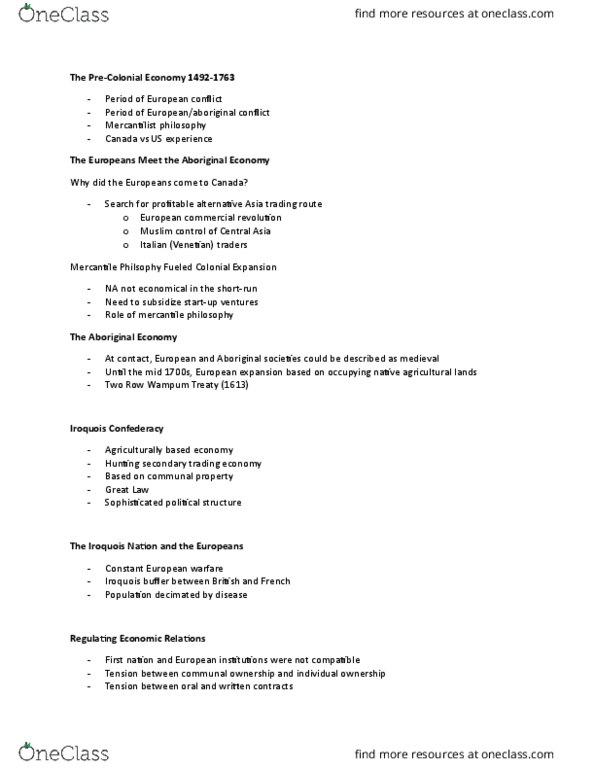 ECON 2K03 Lecture Notes - Lecture 4: Haldimand Proclamation, Six Nations Of The Grand River, Two Row Wampum Treaty thumbnail