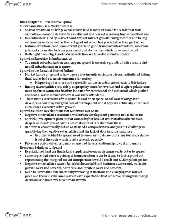 PLAN103 Chapter Notes - Chapter 6: Allocative Efficiency, Price System, Externality thumbnail