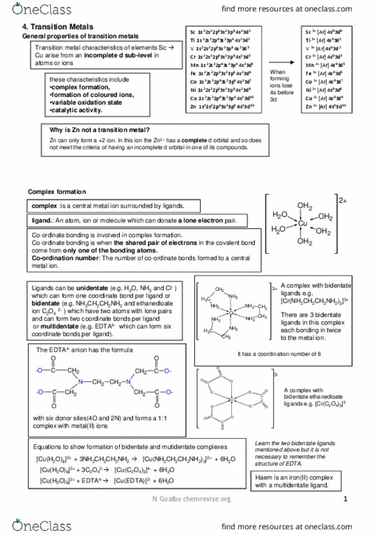 CHEM 1010 Lecture Notes - Lecture 9: Potassium Manganate, Redox Titration, Oxidizing Agent thumbnail
