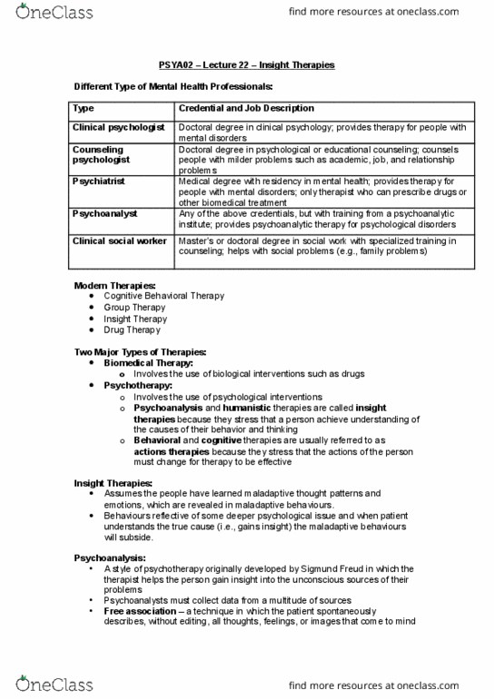 PSYA02H3 Lecture Notes - Lecture 22: Active Listening, List Of Ongoing Armed Conflicts, Dream Interpretation thumbnail