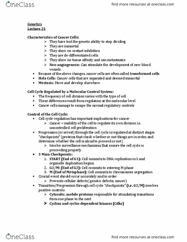 MBG 1000 Lecture Notes - Lecture 25: Interphase, Chromatin, Chromosome Segregation thumbnail