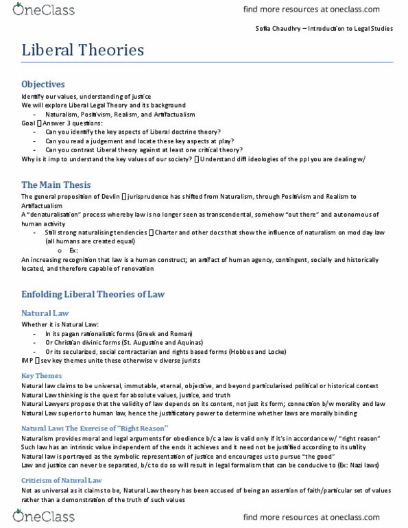 LAWS 1000 Lecture Notes - Lecture 8: Agnosticism, Labour Power, Class Conflict thumbnail