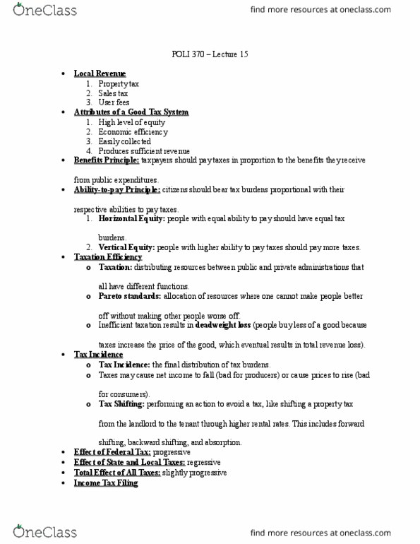 POLI 370 Lecture Notes - Lecture 15: Taxable Income, Student Loan, Itemized Deduction thumbnail