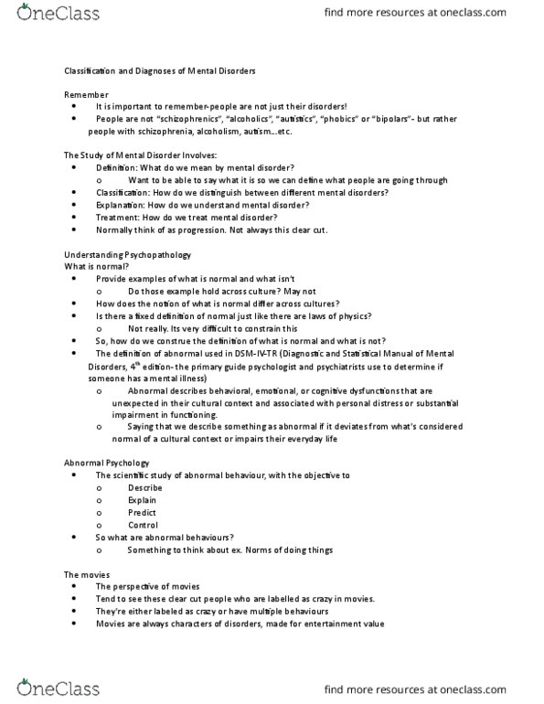 PSYA02H3 Lecture Notes - Lecture 19: Dsm-5, Abnormal Psychology, Master Of Social Work thumbnail