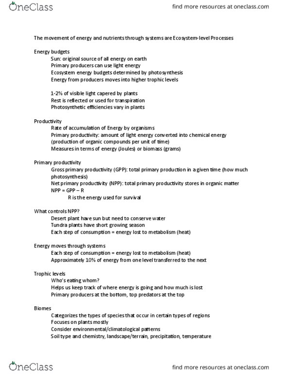 BIO 201 Lecture Notes - Lecture 12: Vulpes, Ferocactus Wislizeni, Temperate Climate thumbnail