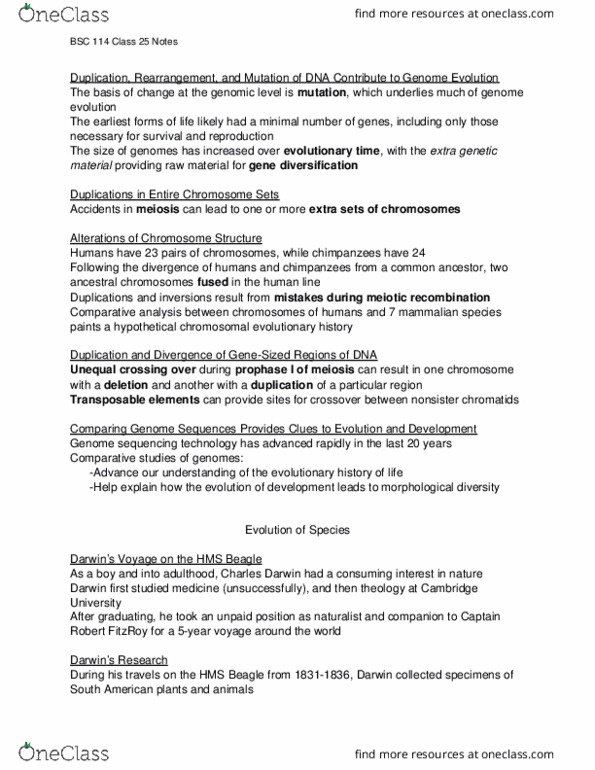 BSC 114 Lecture Notes - Lecture 25: Selective Breeding, Meiosis, Chromosome thumbnail