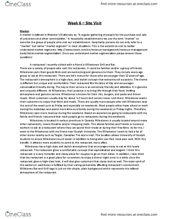HTM 1000 Lecture Notes - Lecture 2: Market Segmentation, Canadian Tire thumbnail