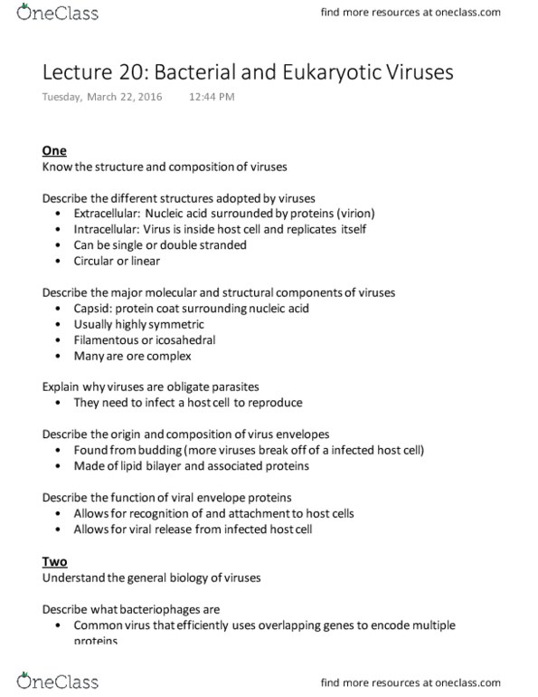 MMG 301 Lecture Notes - Lecture 20: Viral Envelope, Plaque-Forming Unit, Virus thumbnail