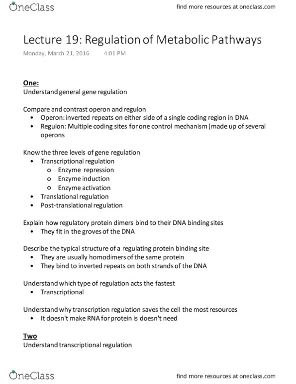 MMG 301 Lecture Notes - Lecture 19: Catabolite Repression, Regulon, Enzyme Inhibitor thumbnail