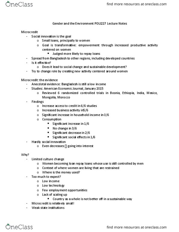 POLI 227 Lecture Notes - Lecture 27: Sub-Saharan Africa, Soot, Microcredit thumbnail