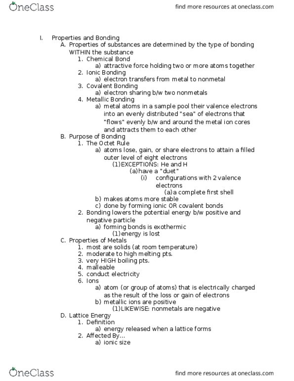 CHEM 6A Chapter Notes - Chapter 6: Nonmetal, Covalent Bond thumbnail