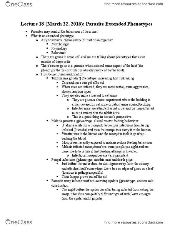 BIO220H1 Lecture Notes - Lecture 18: Humidity, The Extended Phenotype, Molecular Modification thumbnail