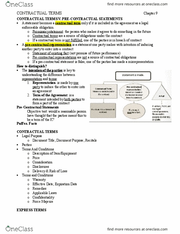 LAW 122 Lecture Notes - Lecture 7: Meeting Of The Minds, Contra Proferentem, Golden Rule thumbnail