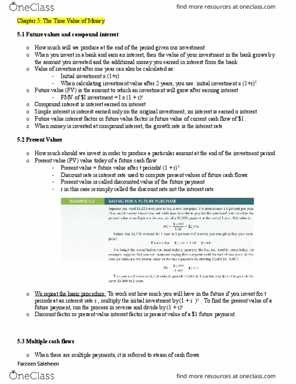 FINE 2000 Chapter Notes - Chapter 5-6: Accrued Interest, Cash Flow, Discount Window thumbnail