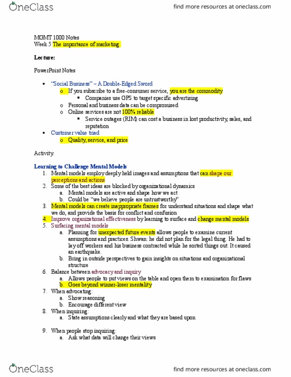 MGMT 1000 Lecture Notes - Lecture 5: Cash Flow, Usability, Income Statement thumbnail