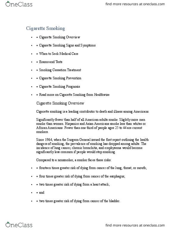 HLST-210 Lecture Notes - Lecture 1: Passive Smoking, Peptic Ulcer, Aorta thumbnail